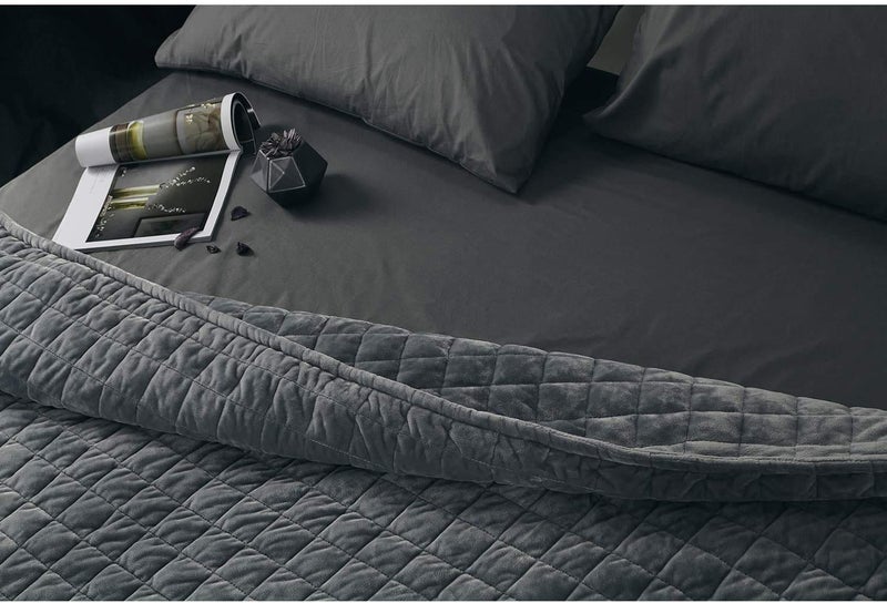 RelaxBlanket 60''x80'' Duvet Cover for Weighted Blanket | Super Cozy and Warm | Double-Side Square Quilted Minky | Dark Grey - Image 3